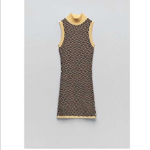 NWT ZARA GEOMETRICAL JACQUARD KNIT DRESS - Picture 11 of 16